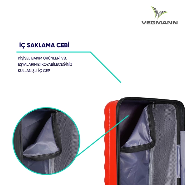Vegmann Delphin Kırmızı Orta Boy Valiz - Resim 7
