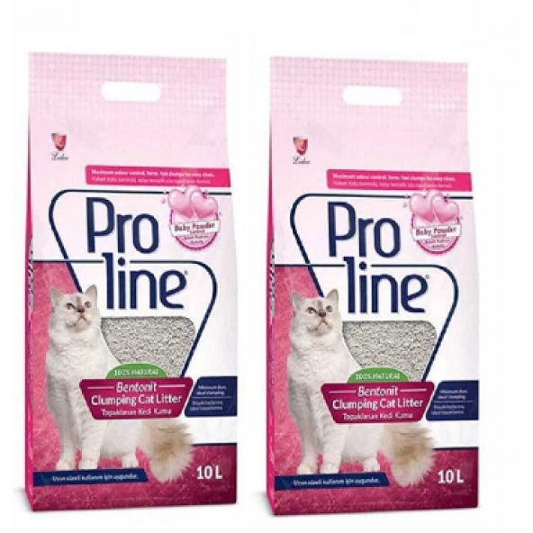 Pro Line Proline Bebek Pudrası Kokulu Ince Tane Topaklanan Kedi Kumu 10 Lt X 2 Adet