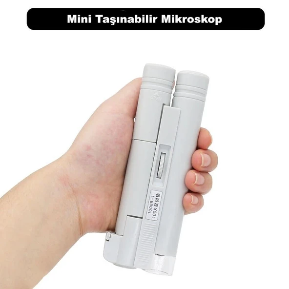 DailyTech 100X Mini Taşınabilir El Mikroskop Büyüteç LED lamba Işığı - 3