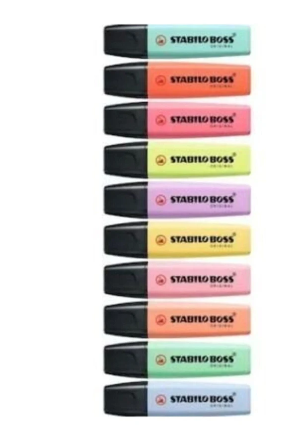 Boss Original Pastel 10 Renk Fosforlu Kalem Seti
