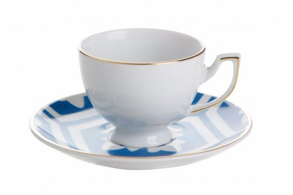 Porland Morocco Desen2 Mavi Tabaklı Çay Fincanı 170cc  04A+P018902