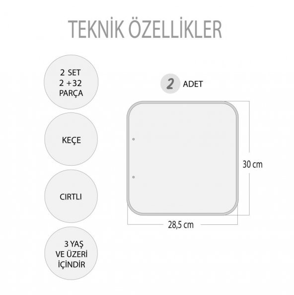 2 Set - 27 Parça  Banyo ve Yatak Odası Keçe Cırtlı Aktivite Sayfası - 4