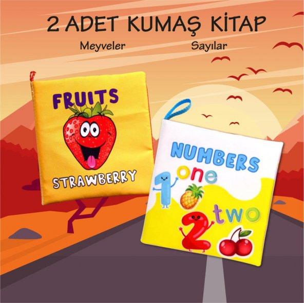 2 Kitapİngilizce Meyveler ve Rakamlar Kumaş Sessiz Kitap E126 E128 - Bez Kitap - 2