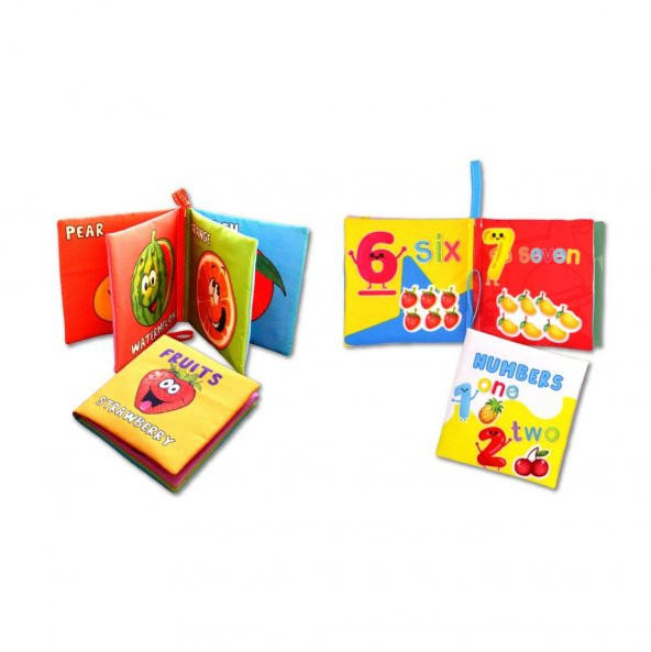 2 Kitapİngilizce Meyveler ve Rakamlar Kumaş Sessiz Kitap E126 E128 - Bez Kitap - 3