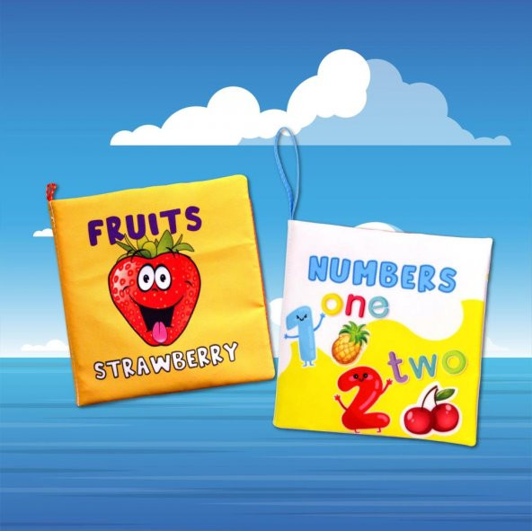 2 Kitapİngilizce Meyveler ve Rakamlar Kumaş Sessiz Kitap E126 E128 - Bez Kitap - 5