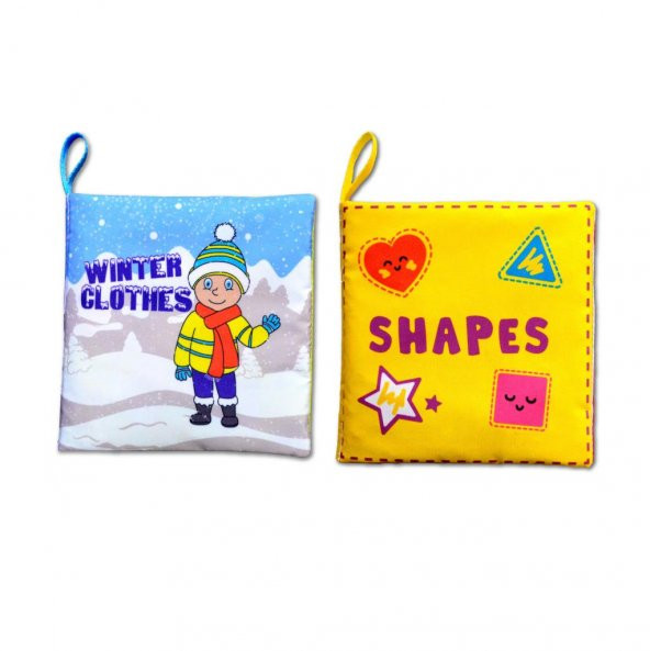 2 Kitapİngilizce Kışlık Giysiler ve Şekiller Kumaş Sessiz Kitap E124 E131 - Bez Kitap ürün görseli 1