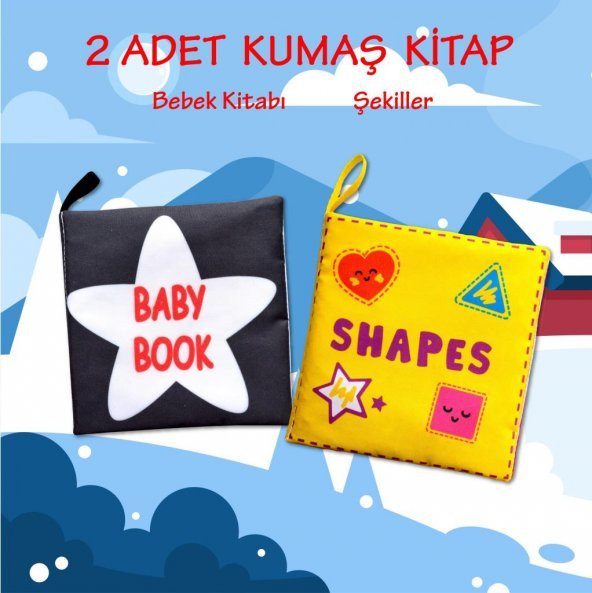 2 Kitapİngilizce Siyah-Beyaz Bebek ve Şekiller Kumaş Sessiz Kitap E136 E131 - Bez Kitap - 2