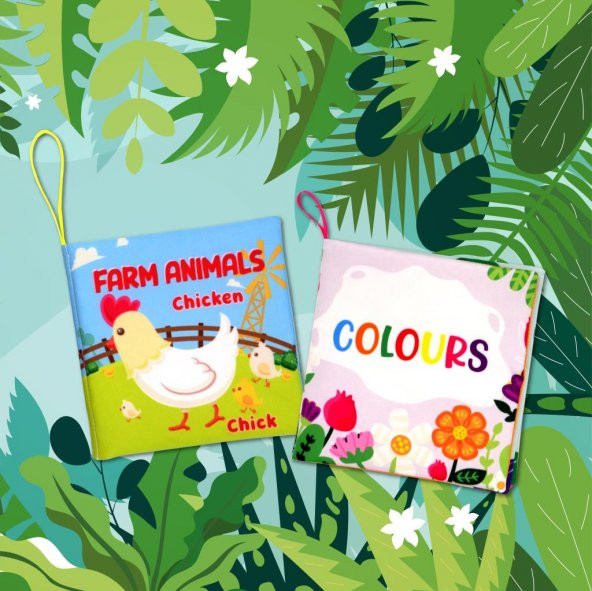 2 Kitapİngilizce Çiftlik Hayvanları ve Renkler Kumaş Sessiz Kitap E129 E119 - Bez Kitap - Resim 5