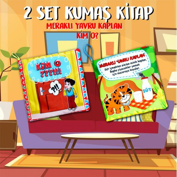 2 Kitap  Kim O ve Meraklı Kaplan Yarusu Kumaş Sessiz Kitap T096 T090 - Bez Kitap - 2