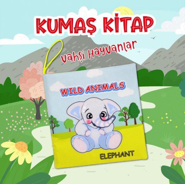 İngilizce Vahşi Hayvanlar Sessiz Kumaş Kitap E389 - Bez Kitap , - Resim 2