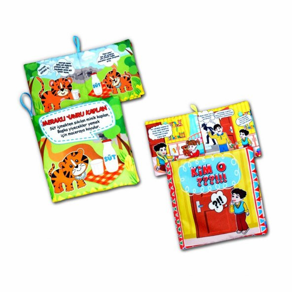 2 Kitap  Kim O ve Meraklı Kaplan Yarusu Kumaş Sessiz Kitap T096 T090 - Bez Kitap - 3