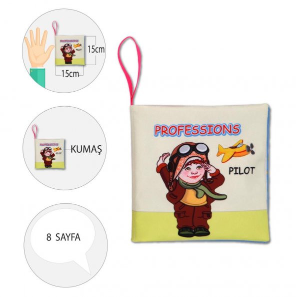 İngilizce Meslekler Sessiz Kumaş Kitap E385 - Bez Kitap - Resim 4