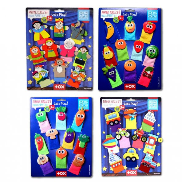 4 Set - 40 Parça  Masal Kahramanları, Meyveler, Sebzeler ve Taşıtlar Parmak Kukla T225 T104 T105 T181 - Resim 4