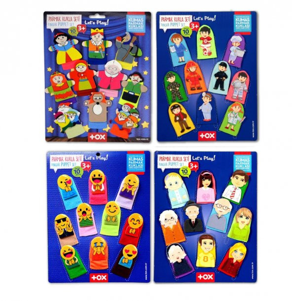 4 Set - 40 Parça  Masal Kahramanları, Aile Bireyleri , Meslekler ve Emojiler Parmak Kukla T225 T106 T752 T762 - 5