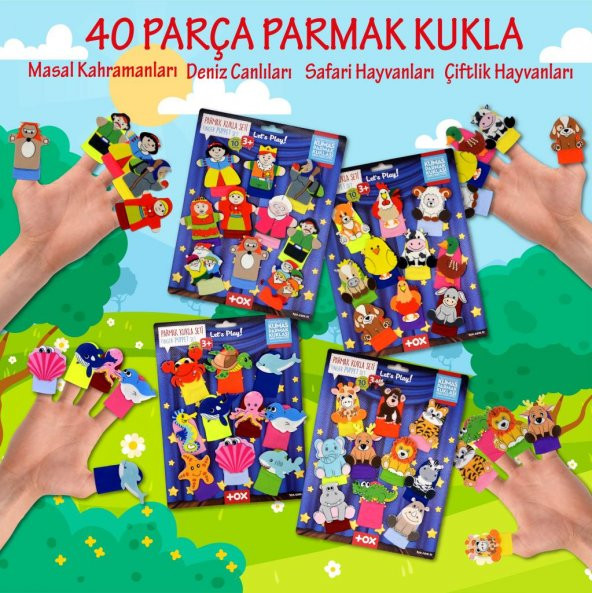 4 Set - 40 Parça  Masal Kahramanları, Deniz Canlıları , Safari ve Çiftlik Hayvanlar Parmak Kukla T220 T221 T225 T223 - 2