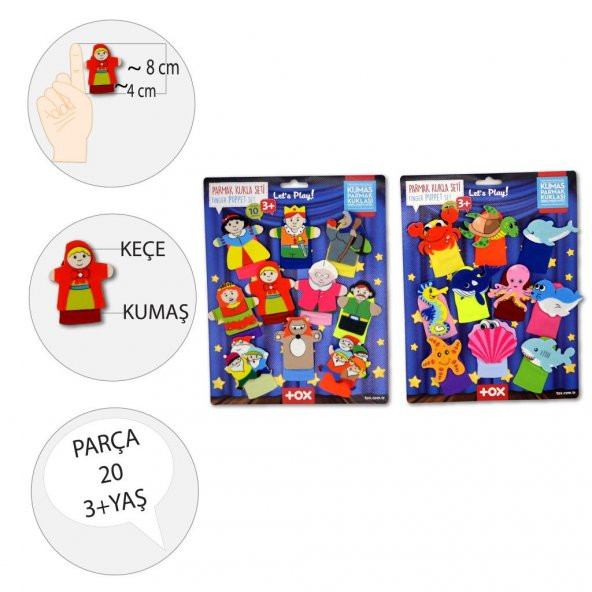 2 Set - 20 Parça  Masal Kahramanları ve Deniz Canlıları Parmak Kukla T221 T225 - Resim 3