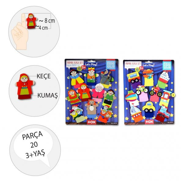 2 Set - 20 Parça  Masal Kahramanları ve Taşıtlar Parmak Kukla T181 T225 - 3