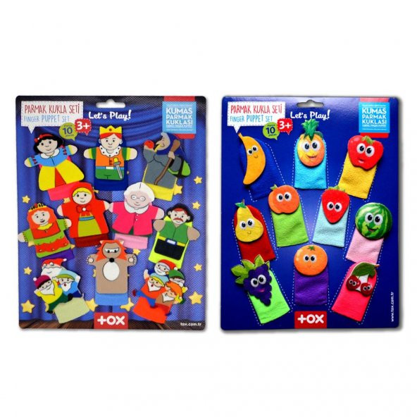 2 Set - 20 Parça  Masal Kahramanları ve Meyveler Parmak Kukla T105 T225 - Resim 4