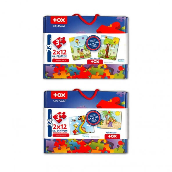 4 Set - 48 Parça  Gökkuşağı ve Zürafa 3+ Keçe Yapboz - 3 Yaş Puzzle T043 T042 - 3