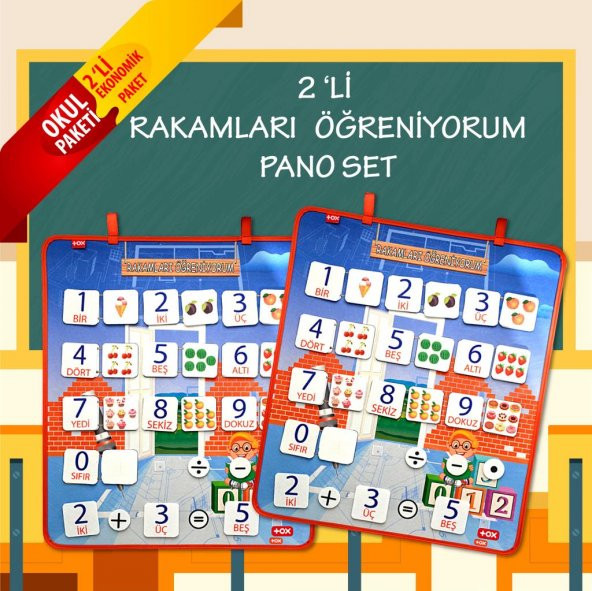 2 Set - 88 Parça  Rakamları Öğreniyorum Keçe Duvar Panoları - Resim 2