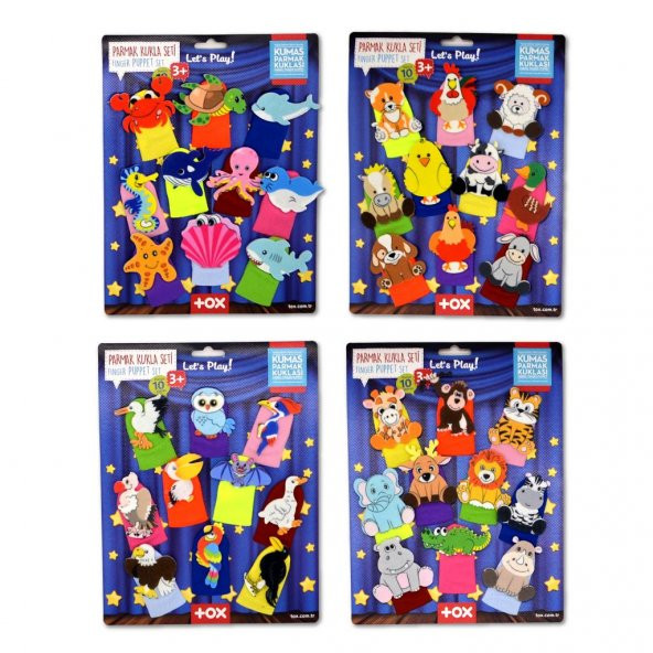 4 Set - 40 Parça  Deniz Canlıları , Uçan, Safari ve Çiftlik Hayvanlar Parmak Kukla T220 T221 T222 T223 ürün görseli 1