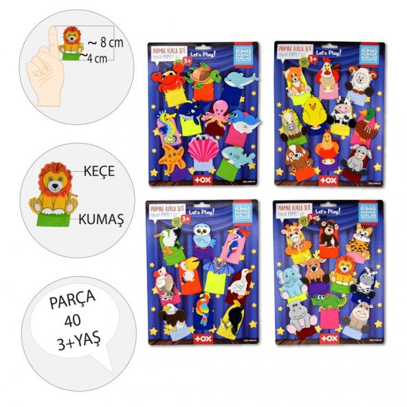 4 Set - 40 Parça  Deniz Canlıları , Uçan, Safari ve Çiftlik Hayvanlar Parmak Kukla T220 T221 T222 T223 - Resim 3