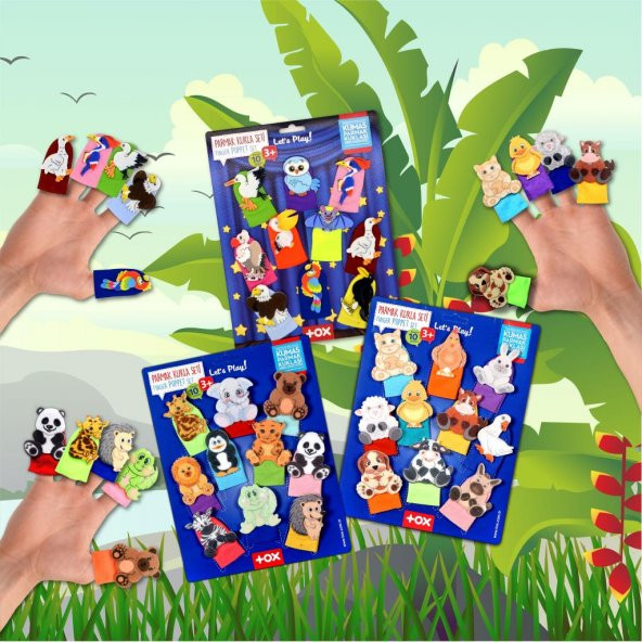 3 Set - 30 Parça  Evcil, Vahşi ve Uçan Hayvanlar Parmak Kukla T772 T782 T222 - Resim 5
