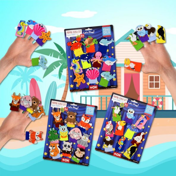 3 Set - 30 Parça  Deniz Canlıları, Orman ve Uçan Hayvanlar Parmak Kukla T218 T221 T222 - Resim 5