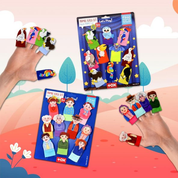 2 Set - 20 Parça  Aile Bireyleri ve Uçan Hayvanlar Parmak Kukla T752 T222 - Resim 5