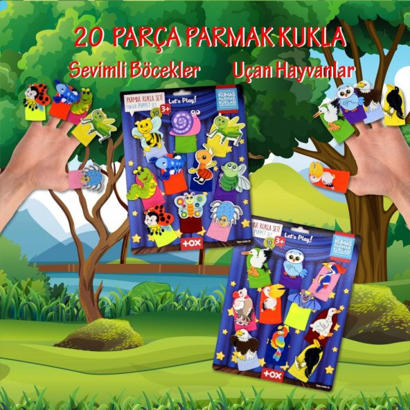 2 Set - 20 Parça  Sevimli Böcekler ve Uçan Hayvanlar Parmak Kukla T219 T222 - Resim 2