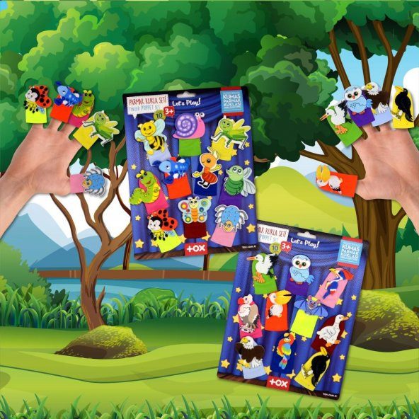 2 Set - 20 Parça  Sevimli Böcekler ve Uçan Hayvanlar Parmak Kukla T219 T222 - Resim 4