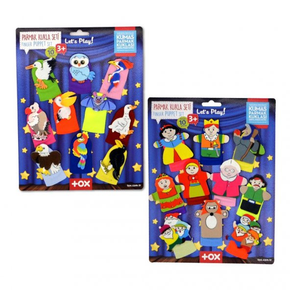 2 Set - 20 Parça  Masal Kahramanları ve Uçan Hayvanlar Parmak Kukla T225 T222