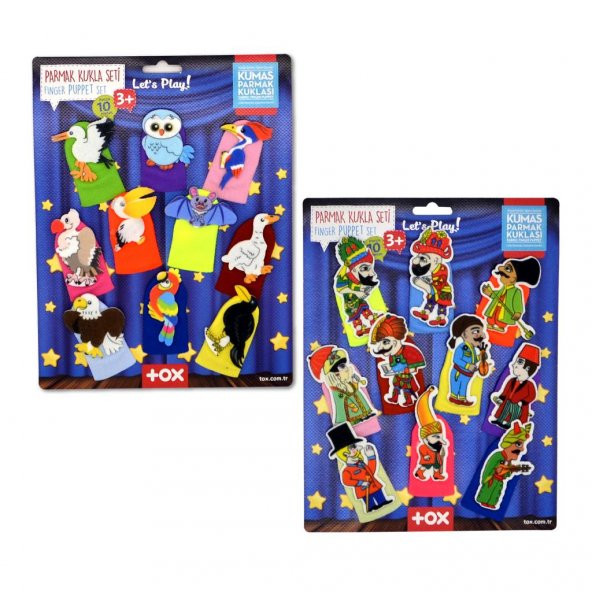 2 Set - 20 Parça  Hacivat Karagöz ve Uçan Hayvanlar Parmak Kukla T224 T222 ürün görseli 1