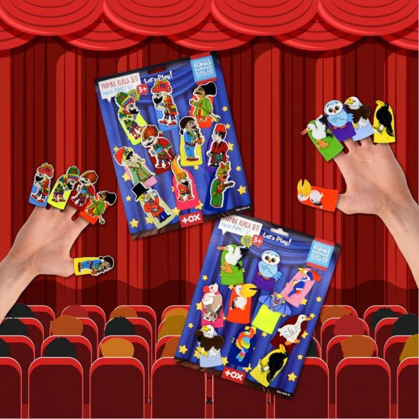 2 Set - 20 Parça  Hacivat Karagöz ve Uçan Hayvanlar Parmak Kukla T224 T222 - Resim 5