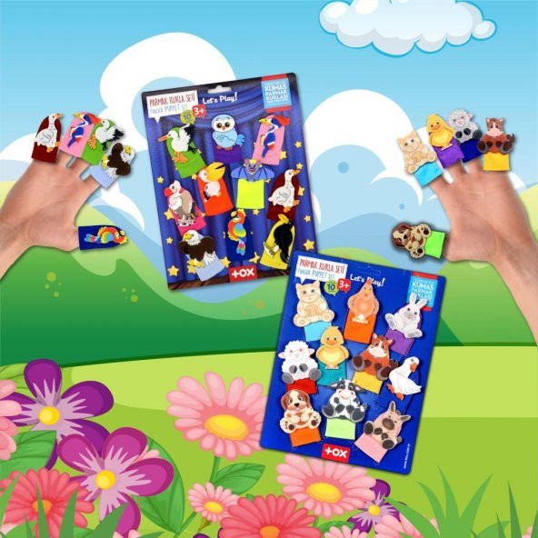 2 Set - 20 Parça  Evcil Hayvanlar ve Uçan Hayvanlar Parmak Kukla T772 T222 - Resim 5