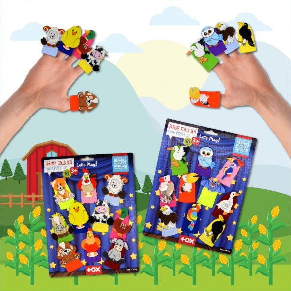 2 Set - 20 Parça  Çiftlik ve Uçan Hayvanlar Parmak Kukla T220 T222 - Resim 5