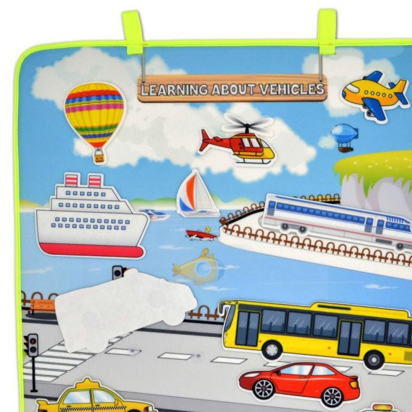 İngilizce Taşıtları Öğreniyorum Keçe Cırtlı Duvar Panosu - Resim 5