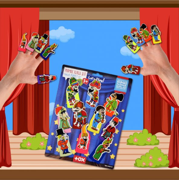 Karagöz , Hacivat 10 Parça Parmak Kukla Set T224 - Resim 5