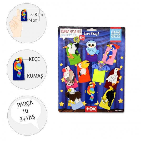 Uçan Hayvanlar 10 Parça Parmak Kukla Set T222 - Resim 3