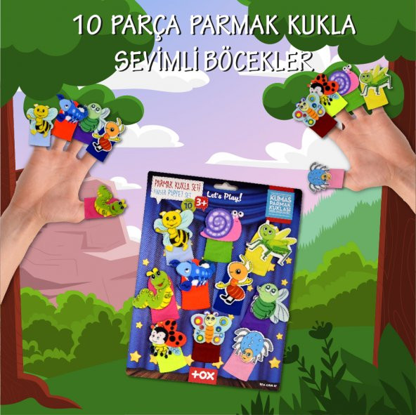 Sevimli Böcekler 10 Parça Parmak Kukla Set T219 - Resim 2