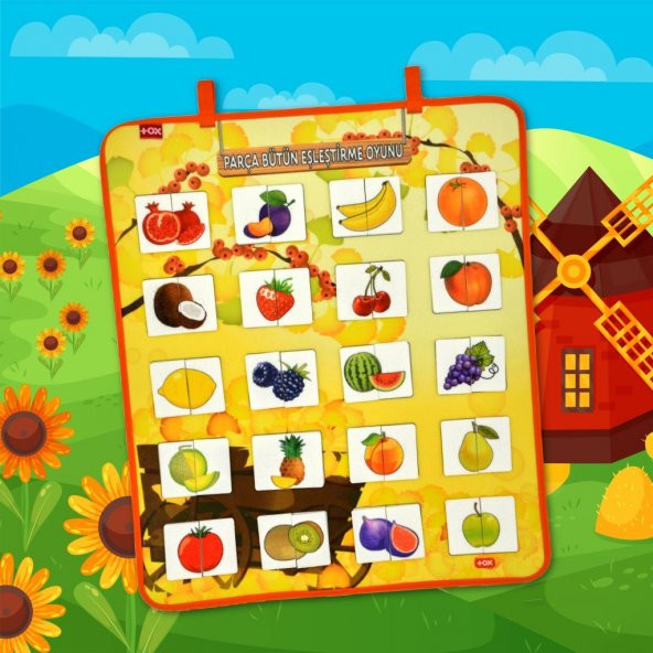 Parça Bütün Eşleştirme Oyunu (Meyveler) Keçe Cırtlı Duvar Panosu - Resim 4