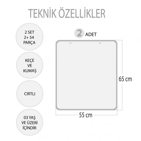 2 Set - 54 Parça  Sıradakini Biliyorum Yaz ve Kış Keçe Cırtlı Duvar Panoları - 3