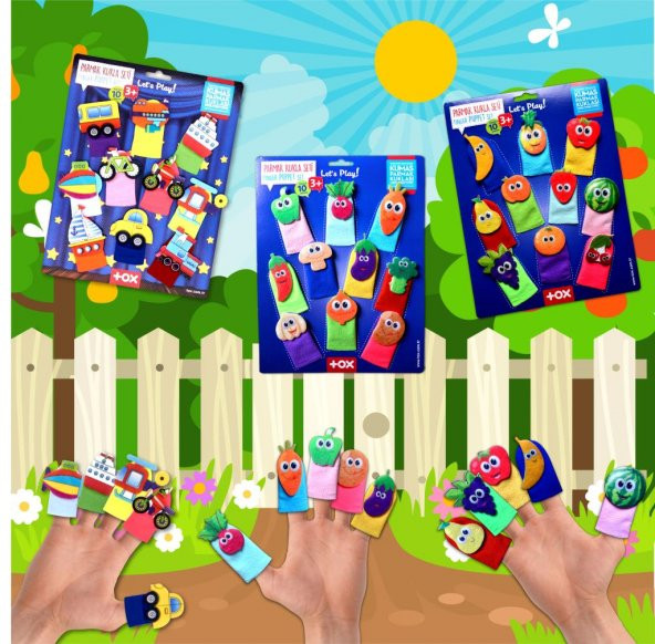 3 Set - 30 Parça  Taşıtlar, Meyveler ve Sebzeler Parmak Kukla T181 T104 T105 - Resim 5