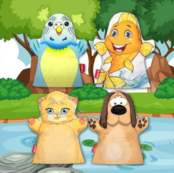 4 Parça  Evdeki Dostlarımız El Kukla Set - Resim 2