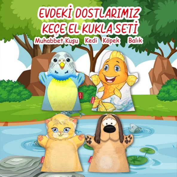4 Parça  Evdeki Dostlarımız El Kukla Set - Resim 3