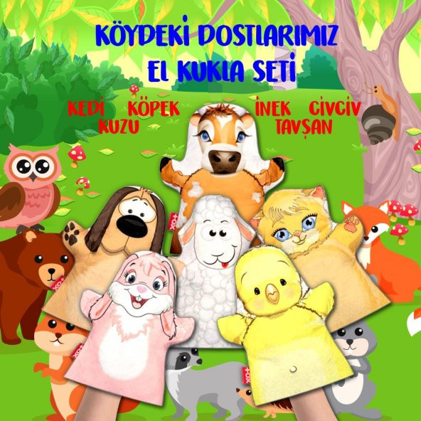 6 Parça  Köydeki Dostlarımız El Kukla Set - Resim 2