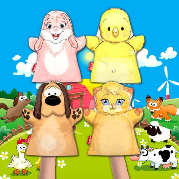 4 Parça  Minik Dostlarımız El Kukla Set - Resim 5