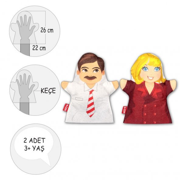 2 Parça  Ebeveyn El Kukla Set - Resim 4