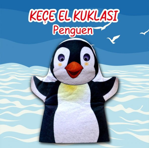 Penguen Vahşi Hayvanlar Keçe El Kukla T122 - Resim 2