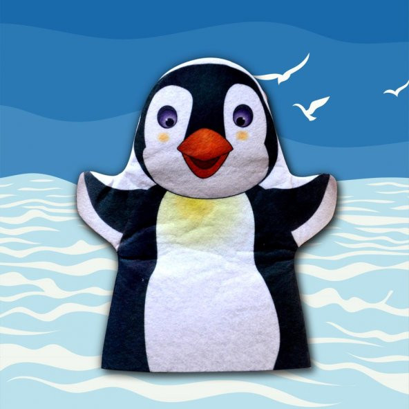 Penguen Vahşi Hayvanlar Keçe El Kukla T122 - Resim 5